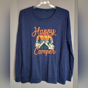Blue 'Happy Camper' Long Sleeve Shirt